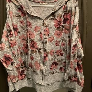Maurices Plus size Floral zip-up hoodie